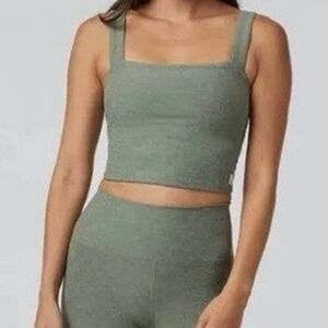 Vuori Elevation Square Neck  Crop Tank Top Green Yoga Athleisure Workout Size XS
